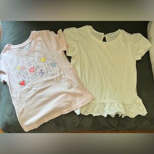 GAP Kids Pink Graphic Tee and White Eyelet Top